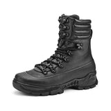 Men Black Motorcycle Style Tactical, Hiking, Combat, Army Adventure Style, Military, Hunting Boots Black Leather Boots