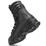 Men Black Motorcycle Style Tactical, Hiking, Combat, Army Adventure Style, Military, Hunting Boots Black Leather Boots