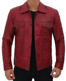 Hunt Club Men's Red Leather Motorcycle Concealed Carry Jacket