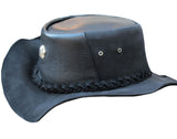 Men Eagle Braided Black Genuine Leather Western Cowboy hat