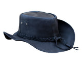 Men Eagle Braided Black Genuine Leather Western Cowboy hat