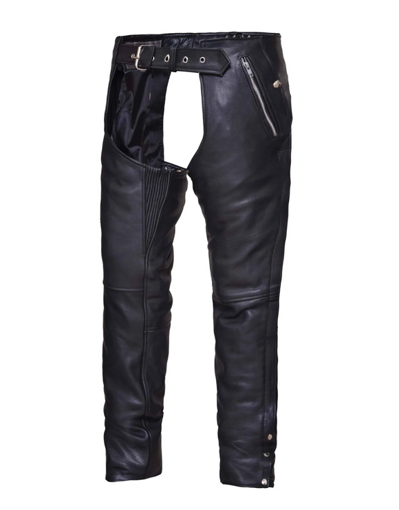 MEN BLACK RIDING BIKER THERMAL LINER MOTORCYCLE LEATHER CHAPS S-6XL