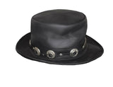 Men Black Genuine Leather Western Cowboy hat