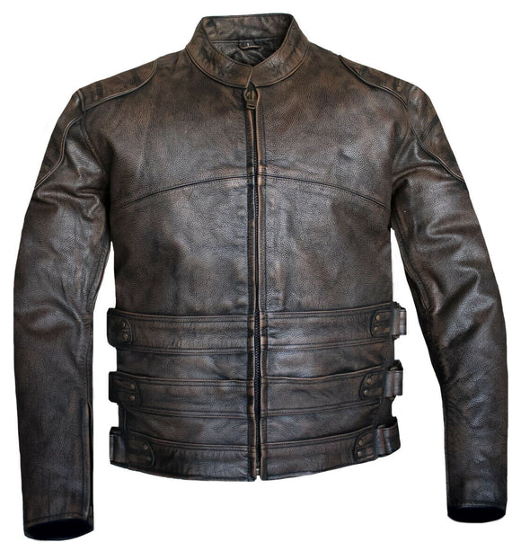 Men Brown Motorcycle Biker Style Concealed Carry Leather Jacket