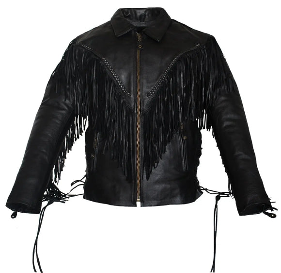 Ladies Fringes Motorcycle Leather Jacket Concealed Carry